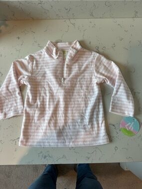 Little Girls Pink Stripe Quarter-Zip Pullover